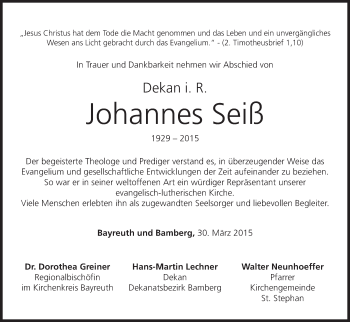 Anzeige von Johannes Seiß von MGO