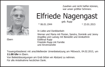 Anzeige von Elfriede Nagengast von MGO