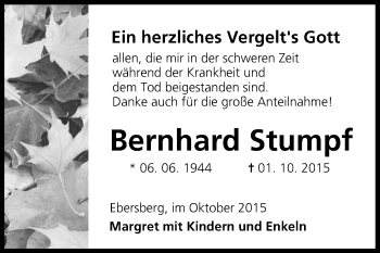 Anzeige von Bernhard Stumpf von MGO