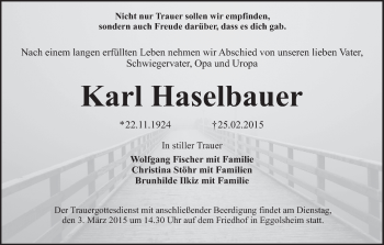 Anzeige von Karl Haselbauer von MGO