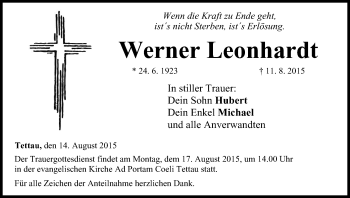 Anzeige von Werner Leonhardt von MGO