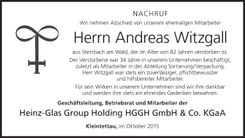 Anzeige von Andreas Witzgall von MGO