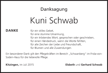 Anzeige von Kuni Schwab von MGO