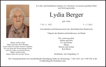 Anzeige von Lydia Berger von MGO