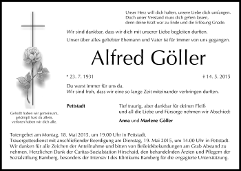 Anzeige von Alfred Göller von MGO