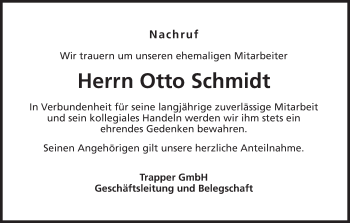 Anzeige von Otto Schmidt von MGO