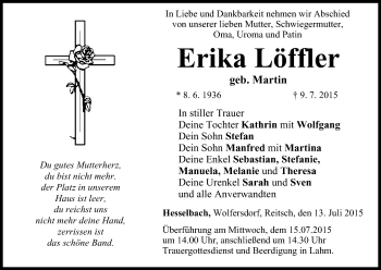 Anzeige von Erika Löffler von MGO