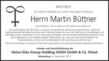 Anzeige von Martin Büttner von MGO