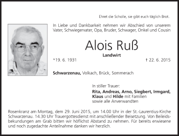 Anzeige von Alois Ruß von MGO