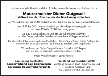 Anzeige von Dieter Gutgesell von MGO