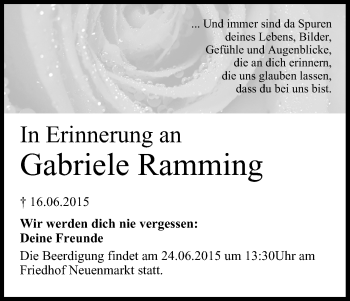Anzeige von Gabriele Ramming von MGO