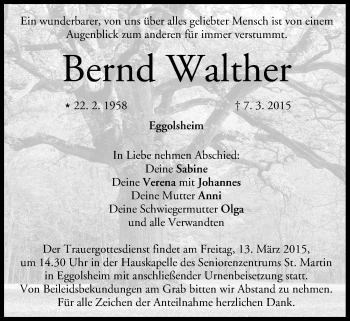 Anzeige von Bernd Walther von MGO