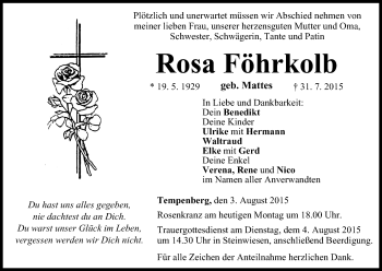 Anzeige von Rosa Föhrkolb von MGO
