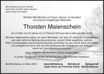 Anzeige von Thorsten Maienschein von MGO