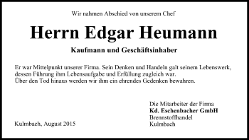 Anzeige von Edgar Heumann von MGO