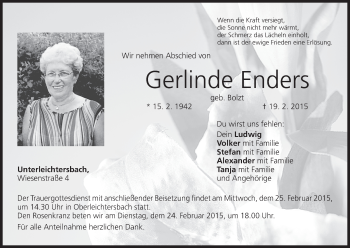 Anzeige von Gerlinde Enders von MGO