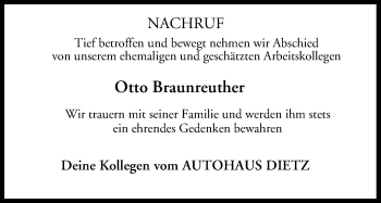 Anzeige von Otto Braunreuther von MGO