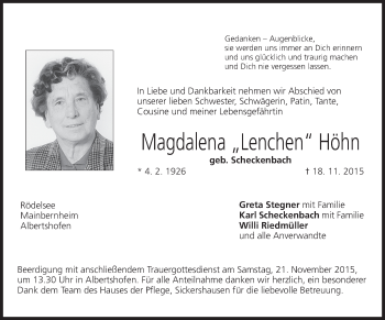 Anzeige von Magdalena Höhn von MGO
