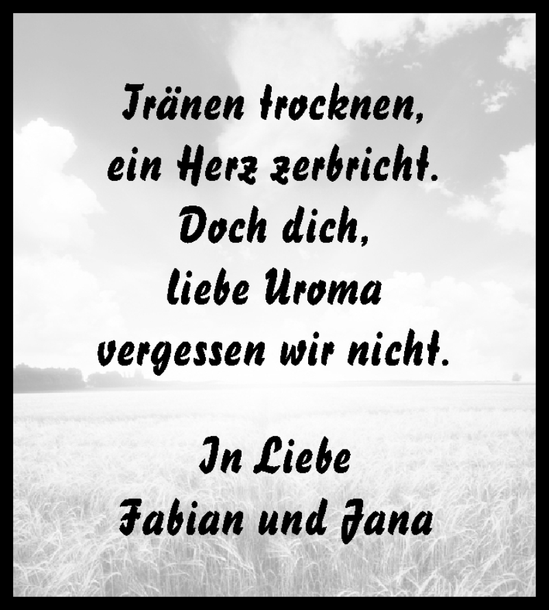  Traueranzeige für Uroma  vom 05.12.2015 aus MGO