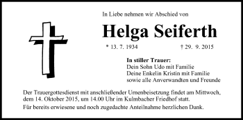 Anzeige von Helga Seiferth von MGO