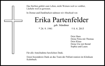 Anzeige von Erika Partenfelder von MGO