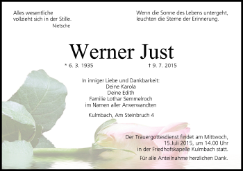 Anzeige von Werner Just von MGO