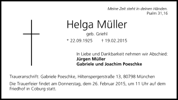 Anzeige von Helga Müller von MGO