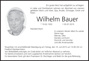 Anzeige von Wilhelm Bauer von MGO