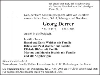 Anzeige von Georg Derrer von MGO