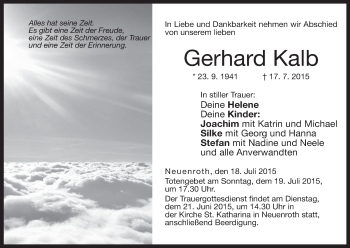 Anzeige von Gerhard Kalb von MGO