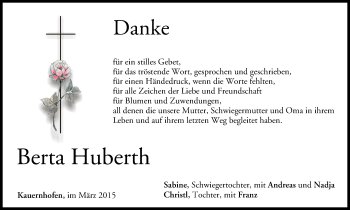 Anzeige von Berta Huberth von MGO