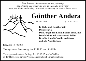 Anzeige von Günther Andera von MGO