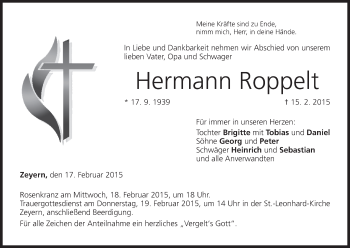 Anzeige von Hermann Roppelt von MGO