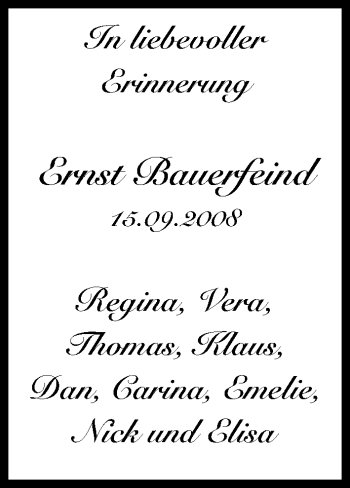 Anzeige von Ernst Bauerfeind von MGO