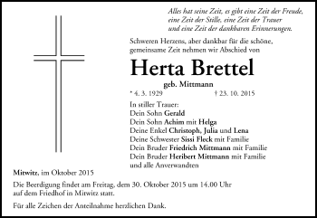 Anzeige von Herta Brettel von MGO