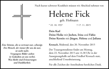 Anzeige von Helene Fick von MGO