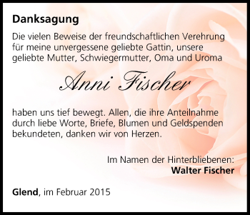 Anzeige von Anni Fischer von MGO