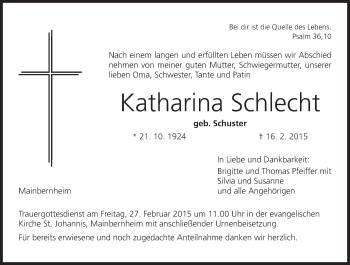 Anzeige von Katharina Schlecht von MGO