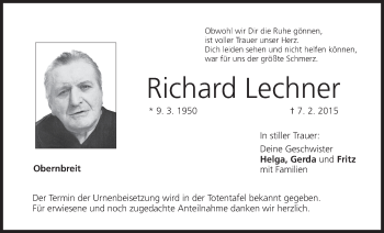 Anzeige von Richard Lechner von MGO
