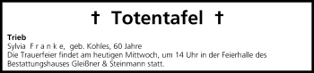 Anzeige von Totentafel vom 22.04.2015 von MGO