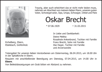 Anzeige von Oskar Brecht von MGO