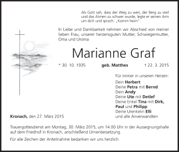 Anzeige von Marianne Graf von MGO