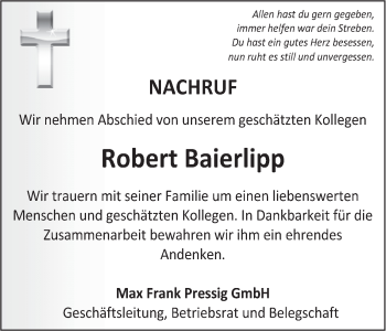 Anzeige von Robert Baierlipp von MGO