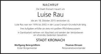 Anzeige von Luise Rau von MGO