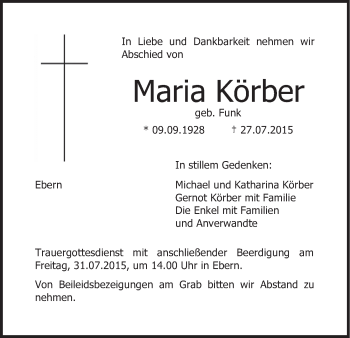 Anzeige von Maria Körber von MGO
