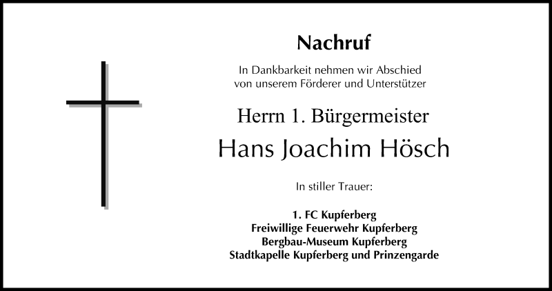  Traueranzeige für Hans-Joachim Hösch vom 21.09.2015 aus MGO