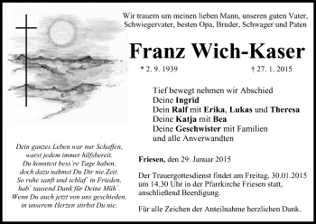 Anzeige von Franz Wich-Kaser von MGO