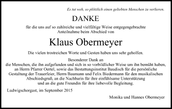 Anzeige von Klaus Obermeyer von MGO