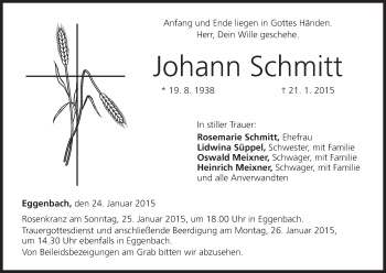 Anzeige von Johann Schmitt von MGO