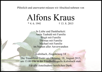 Anzeige von Alfons Kraus von MGO